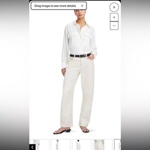 Madewell White pieced barrel jeans